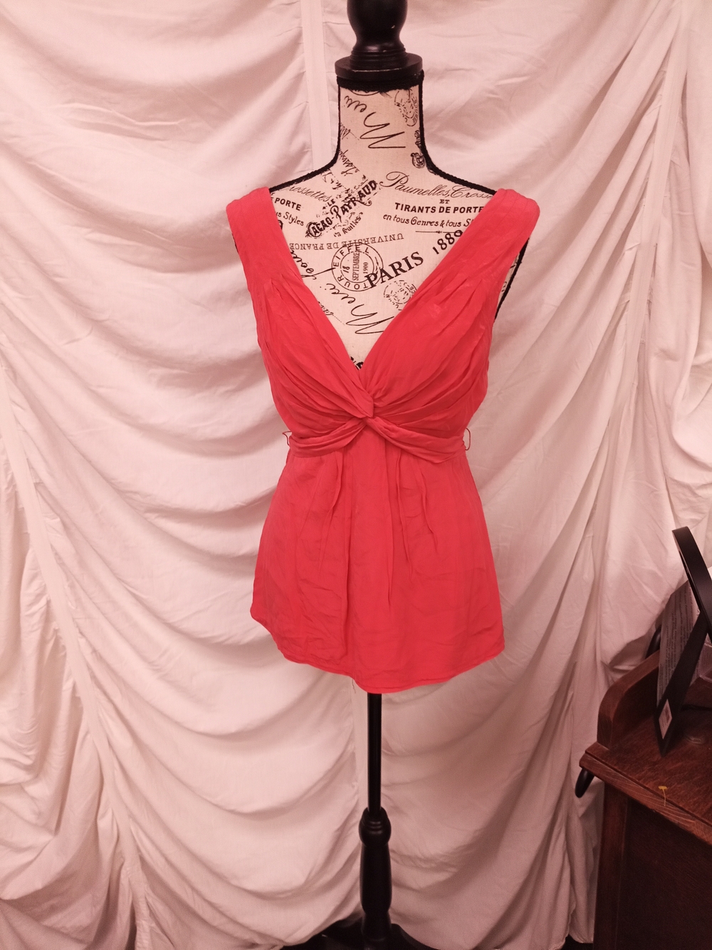 BCBGMaxAzria Coral Knot-Front V-Neck Sleeveless Top